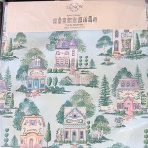 Lenox Spice Village Table Runner with Blue and Pastel Hues 14x70